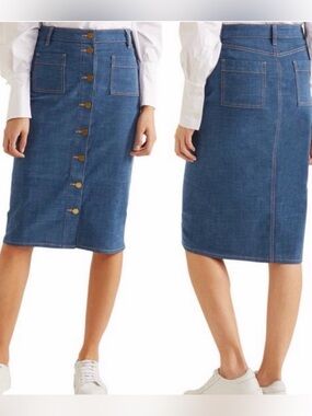 Tory Burch Rivoli Stretch Denim Pencil Skirt Sz 4